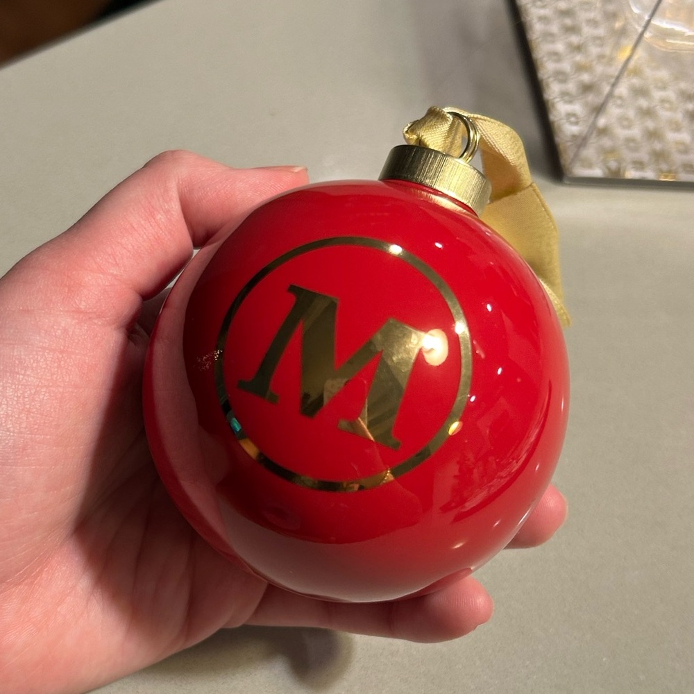 M Initial Red Ornament